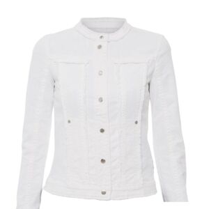 Marc Cain Sports Women's Collarless White Jean Jacket